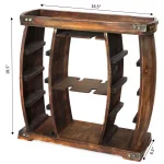 Vintiquewise Rustic Wooden 8-Bottle Wine Rack with Integrated Glass Holder thumbnail 5