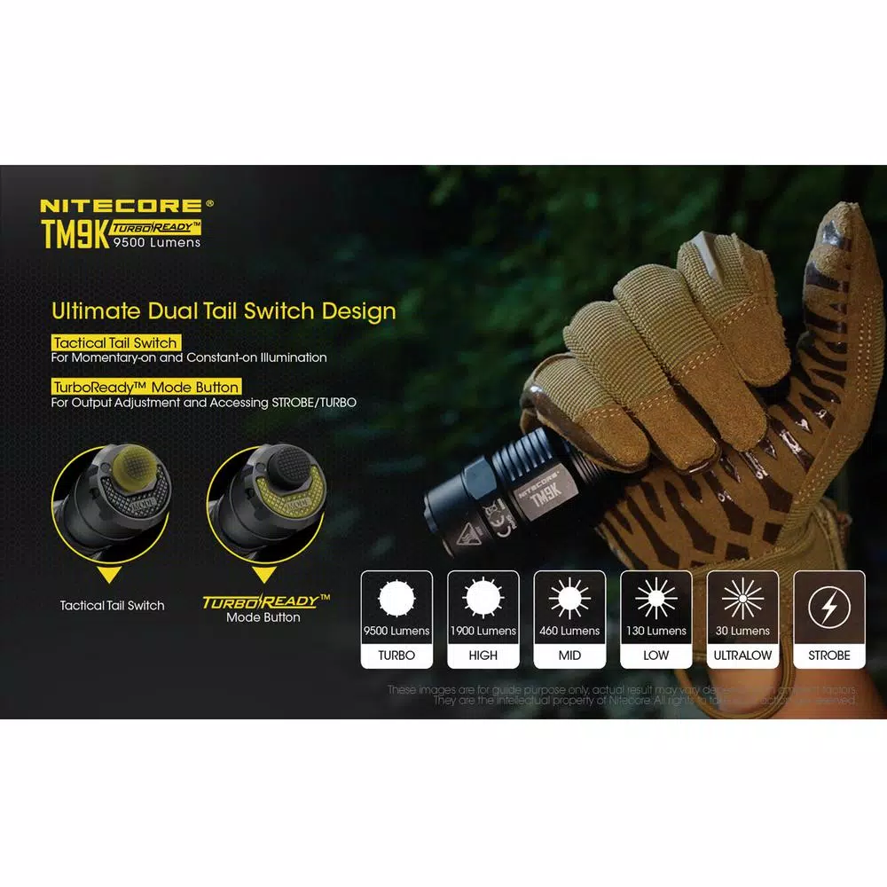 NITECORE TM9K 9500 Lumens Tactical LED Flashlight, USB-C Rechargeable