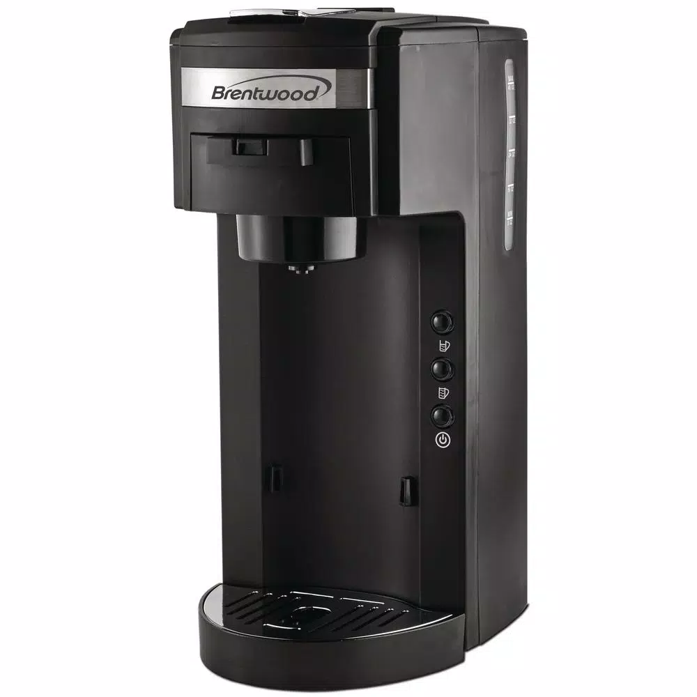 Brentwood Black Single Serve K-Cup Compatible Coffee Maker with Stainless Steel Mug
