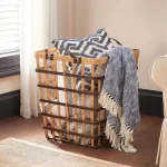 Home Decorators Collection Square Natural Bamboo and Leather Decorative Storage Basket thumbnail 1