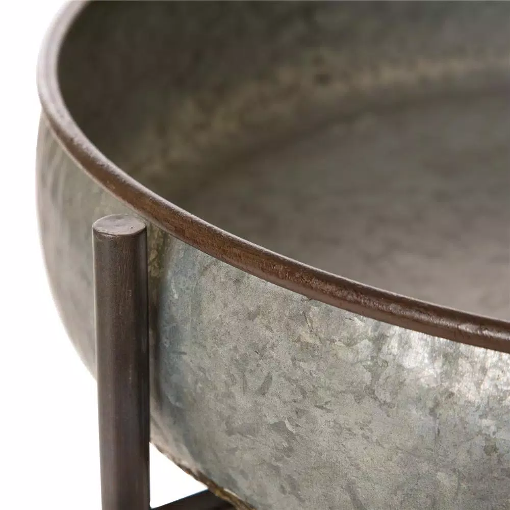 Glitzhome 25.79 in. Galvanized Metal Farmhouse Shelf with Removable Round Tray