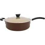 Ozeri Stone Earth 5.3 Qt. Aluminum Ceramic Nonstick Sauce Pan with Glass Lid, Coconut Brown thumbnail 3