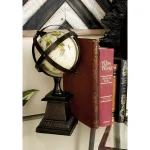 LITTON LANE Nautical Decorative Globe with Aluminum Axis-Banded Frame and Brown Wood Finish Stand thumbnail 1