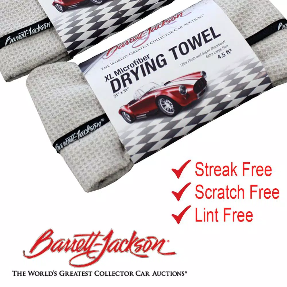 Barrett-Jackson Waffle Weave Drying Towel Kit - 2 Piece Car Care Set