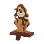 Glitzhome 7.76 in. Dog Christmas Stocking Holder - Wooden and Metal Holiday Decor thumbnail 2