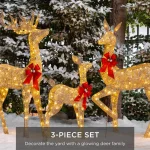 Best Choice Products 60 in. LED Metal Reindeer Family Christmas Yard Decoration, 3-Piece Set with Warm White Lights thumbnail 2