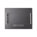 Cathy's Concepts Natural Slate Serving Tray with Metal Handles, 15.75 in. Rectangular Appetizer Board thumbnail 1