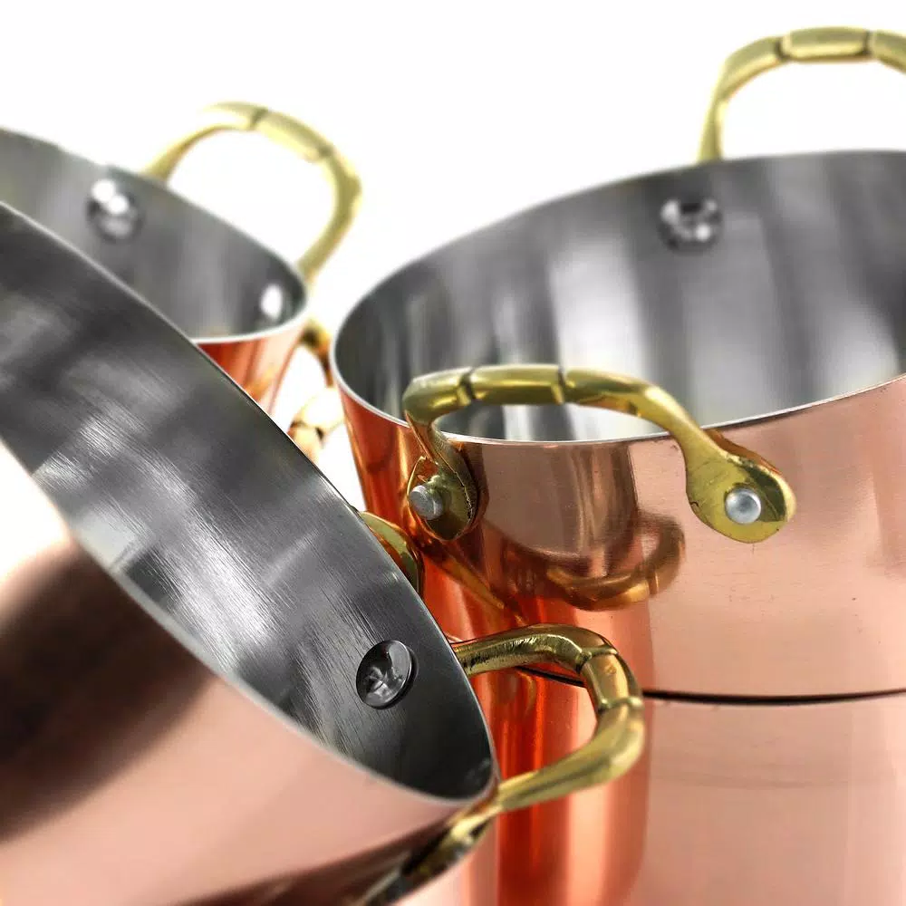 Gibson Home Rembrandt 0.5 qt. Round Stainless Steel Mini Dutch Oven in Copper, 6-Pack