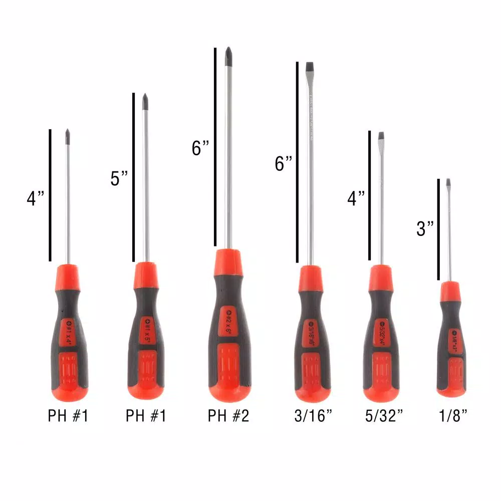 Stalwart 6-Piece Magnetic Tip Screwdriver Set with Wall-Mountable Storage Rack