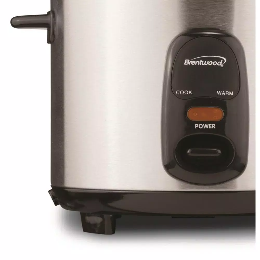 Brentwood 10-Cup Silver Rice Cooker with Stainless Steel Body and Nonstick Inner Pot