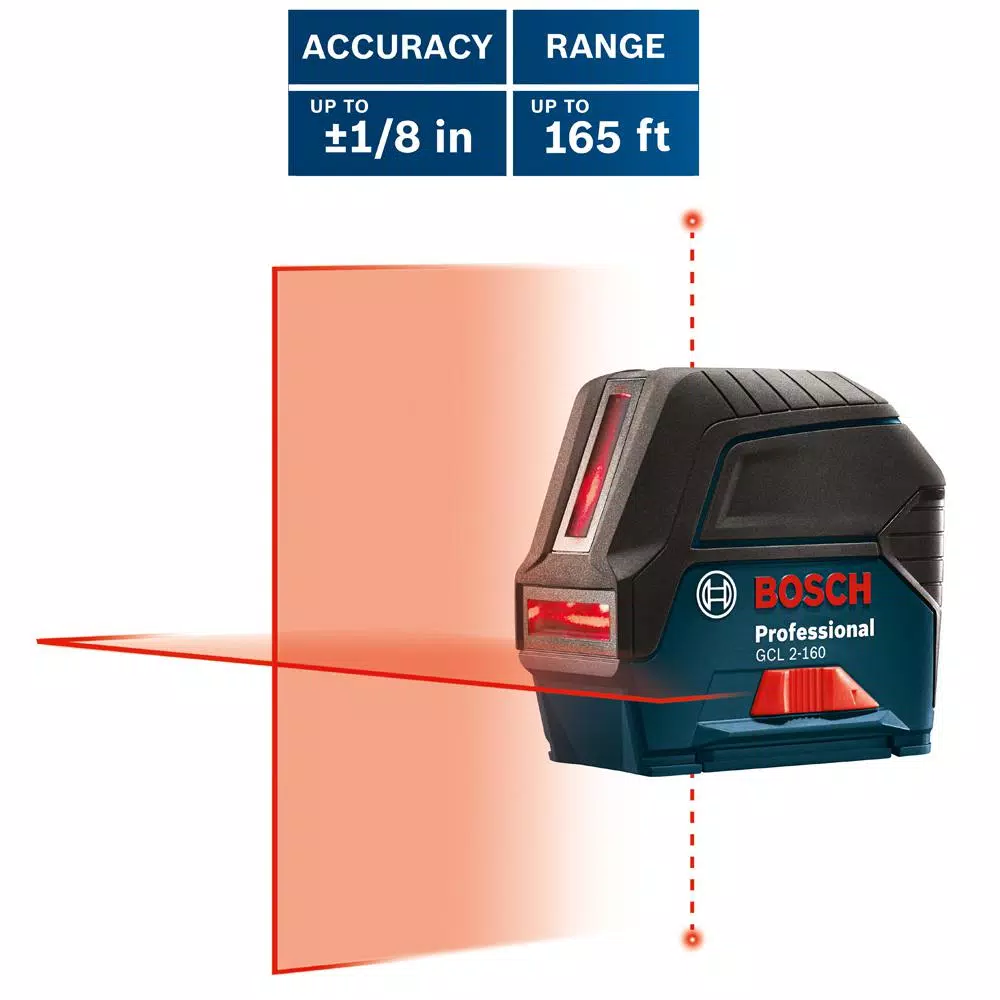 Bosch GCL 2-160 Self-Leveling Cross-Line Laser Level with Plumb Points