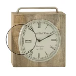 LITTON LANE Rustic Mango Wood and Iron Square Table Clock, 11 x 10 in. thumbnail 3