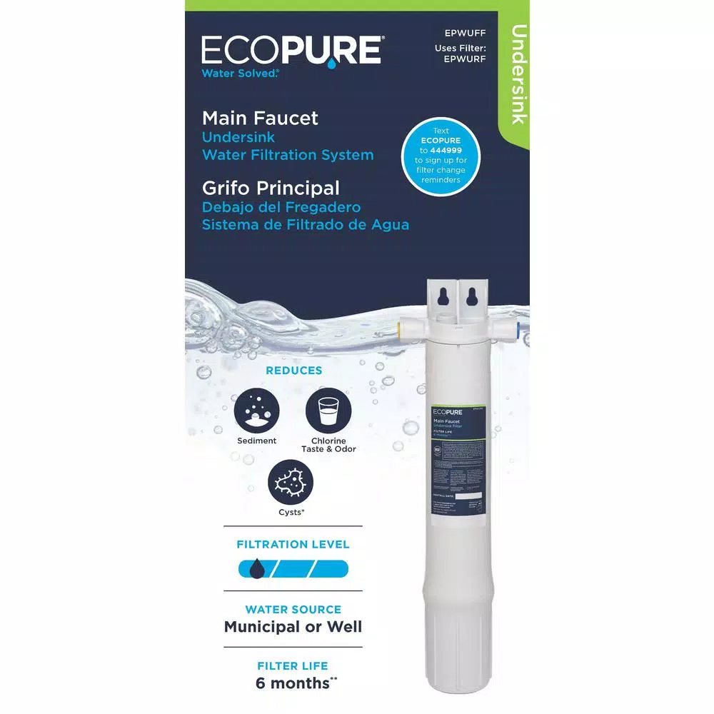EcoPure Main Faucet Undersink Drinking Water Filtration System
