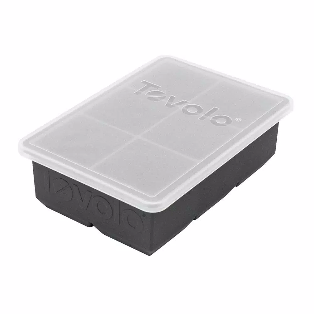 Tovolo Large 2 in. Silicone King Cube Ice Mold Tray with Lid for Whiskey and Cocktails