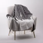 Glitzhome 60 x 50 in. Woven Cotton Geometric Jacquard Throw Blanket, Black and White thumbnail 7