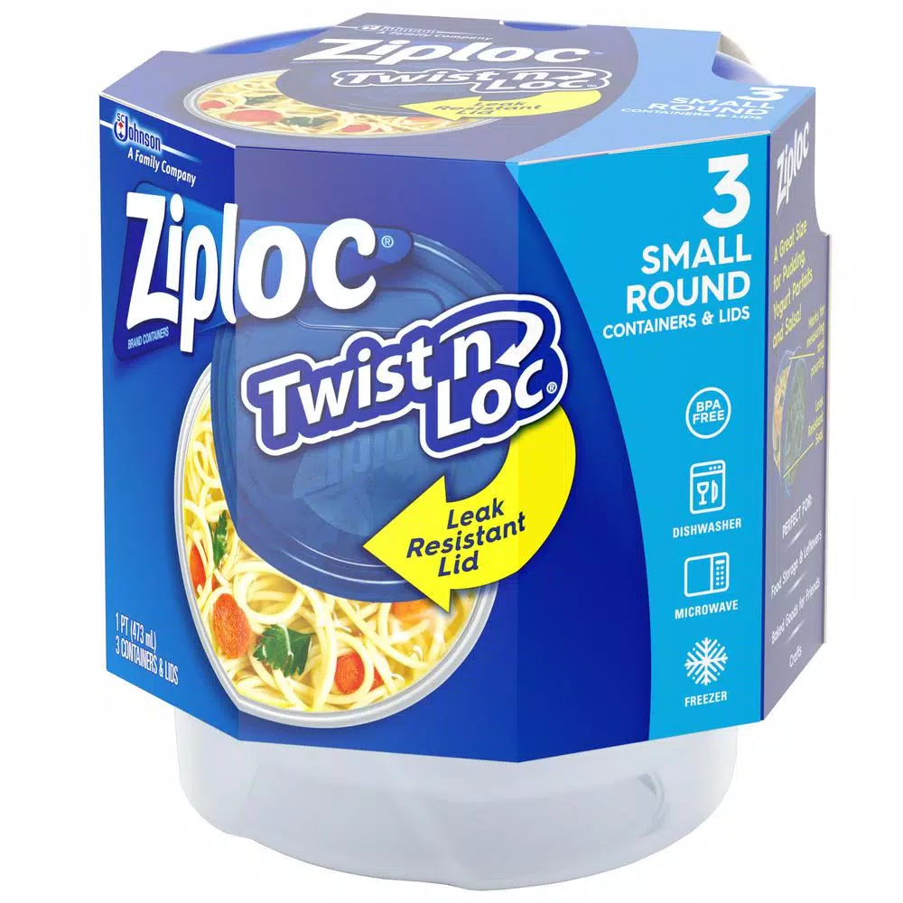 Ziploc Twist 'n Loc 16 oz. Round Plastic Food Storage Containers with Lids, 6 Pack