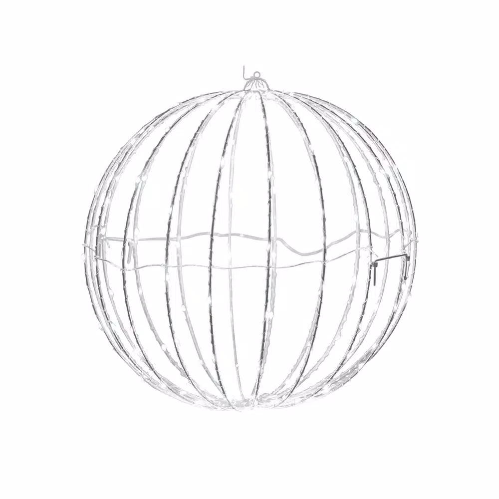 Alpine Corporation 16 in. Foldable Metal Sphere Ornament with Multi-Colored LED Lights