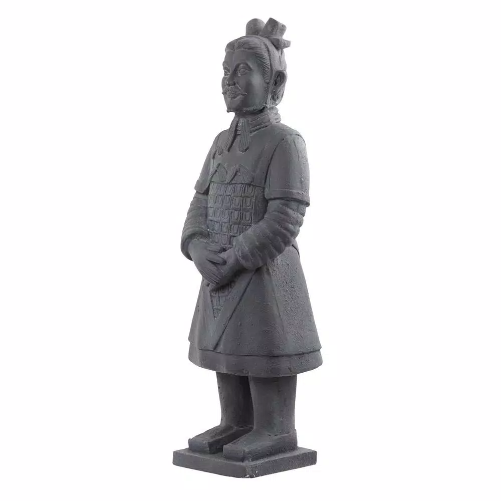 Nearly Natural 40 in. Classic Gray Stone Warrior Statue - Indoor/Outdoor Decorative Sculpture
