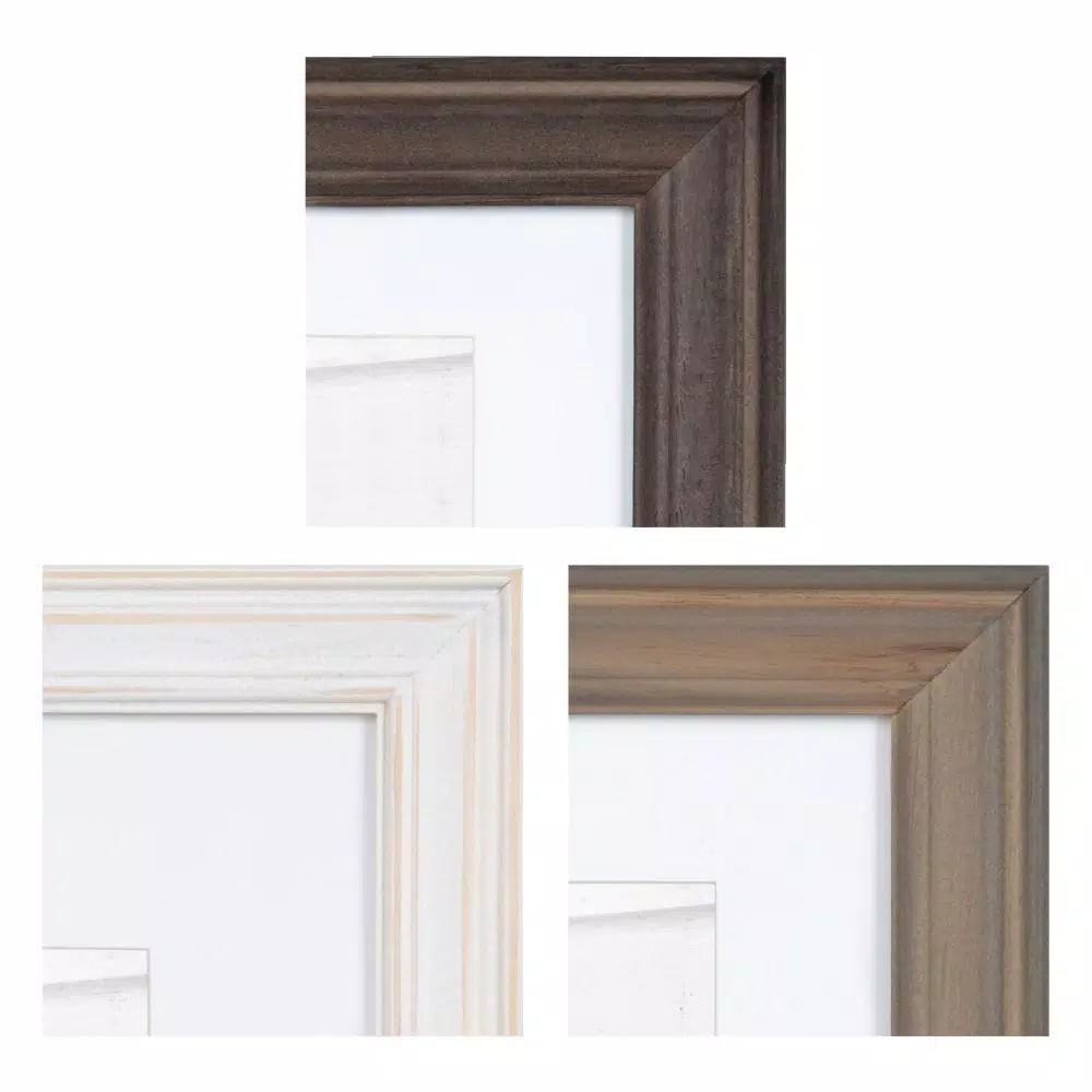 Kate and Laurel Bordeaux Rustic Farmhouse Gallery Wall Frame and Shelf Set, 10-Piece Multi/Gray Wood Collection