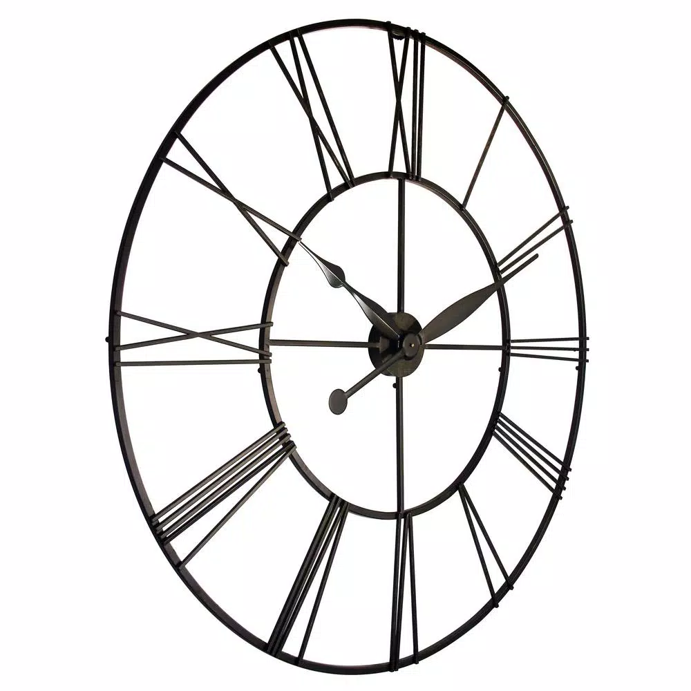 Infinity Instruments Skyscraper XXL 45 in. Oversized Round Wall Clock - Black Metal