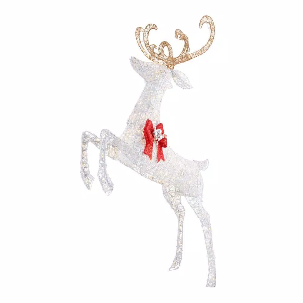 Home Accents Holiday 84 in. Warm White 240-Light LED Jumping Deer Yard Decoration