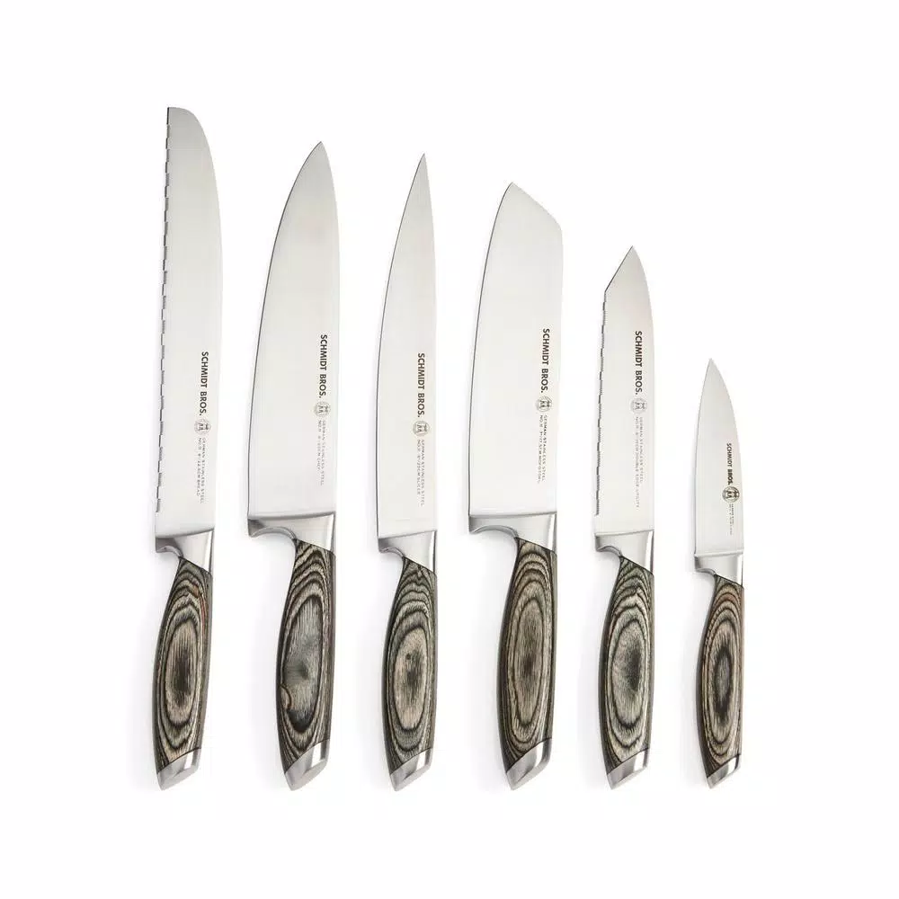 SCHMIDT BROS. Schmidt Brothers Bonded Ash 7-Piece Stainless Steel Knife Set with Ash Midtown Magnetic Block