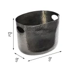 Honey-Can-Do Hammered Aluminum Beverage Tub with Handles - Glossy Black thumbnail 4