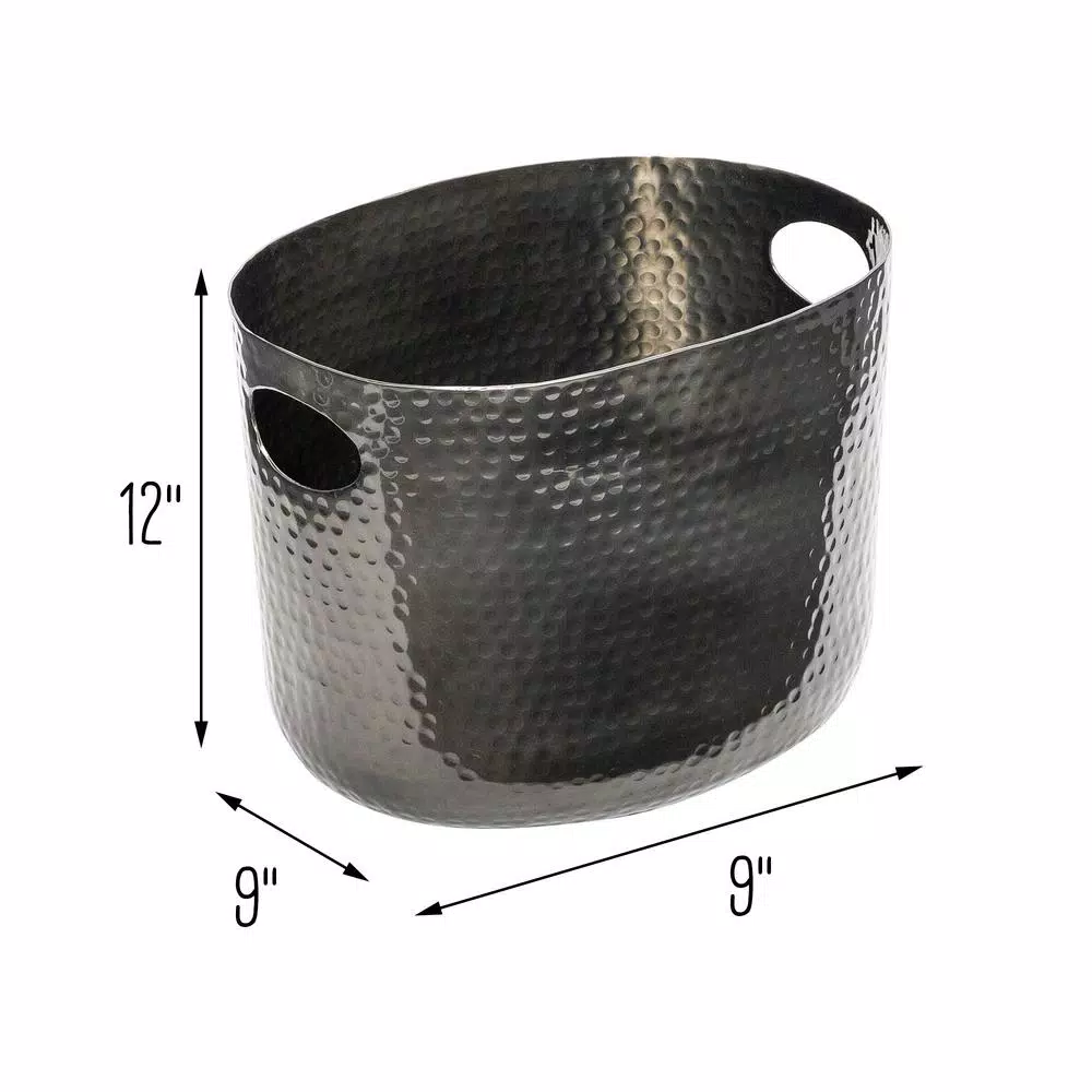 Honey-Can-Do Hammered Aluminum Beverage Tub with Handles - Glossy Black