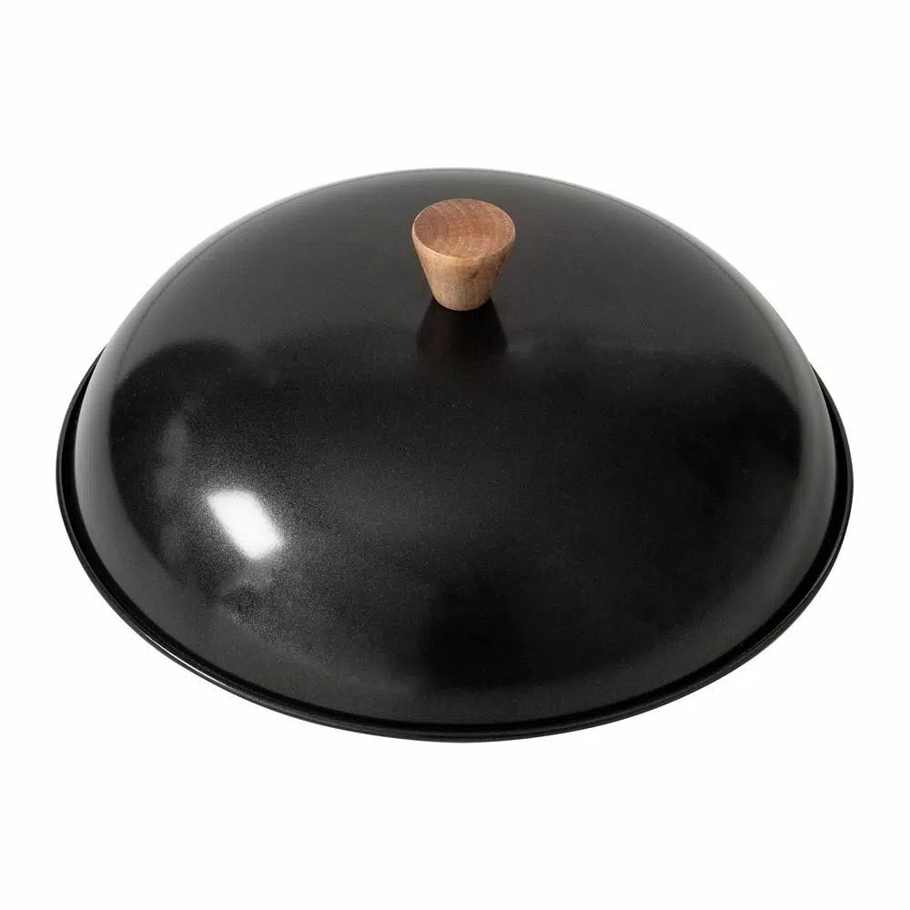 Honey-Can-Do Joyce Chen 4-Piece Carbon Steel Non-Stick Wok Set with High Dome Lid, Bamboo Spatula, and Recipe Booklet