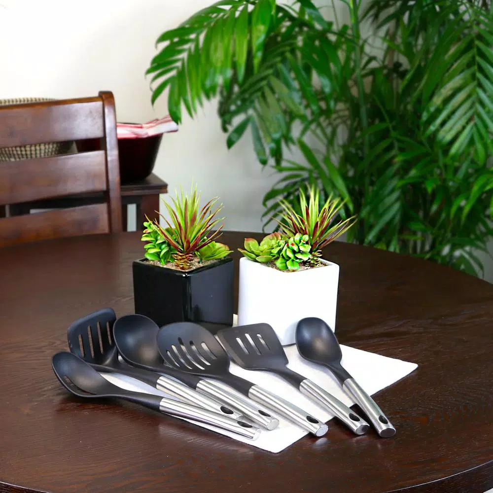 Better Chef Nylon Kitchen Utensil Set, 6-Piece Black Cooking Tool Set