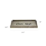 Elegant Designs Our Nest Rustic Gray Wooden Decorative Serving Tray with Black Metal Handles thumbnail 3