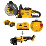 DEWALT FLEXVOLT 60V MAX Brushless 9 in. Cut-Off Saw Kit with (2) 9.0 Ah Batteries & 4-1/2 in. Angle Grinder thumbnail 1