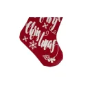 Glitzhome 21 in. Fabric Christmas Stocking with Reindeer and Snowflake Design, Red and White thumbnail 5