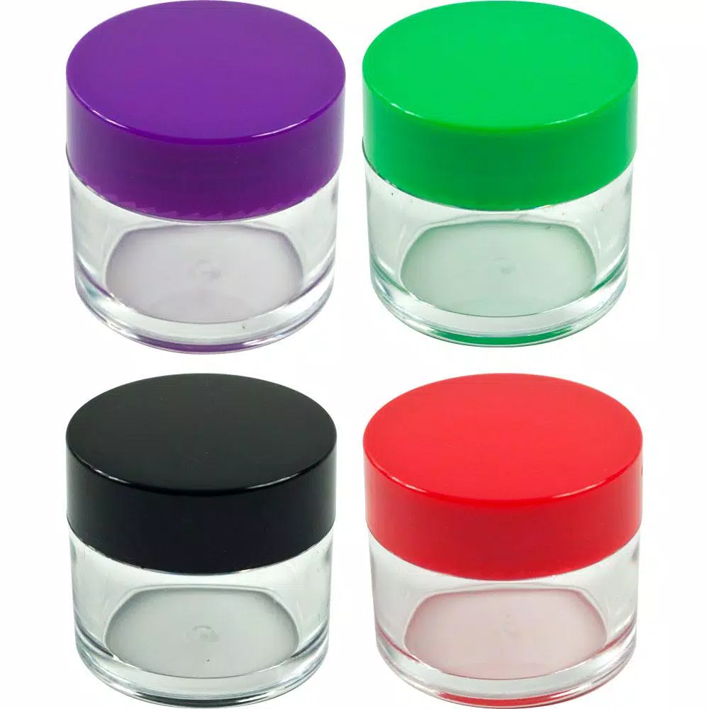Stalwart 12-Piece 20 mL Clear Plastic Storage Jars with Color-Coded Lids