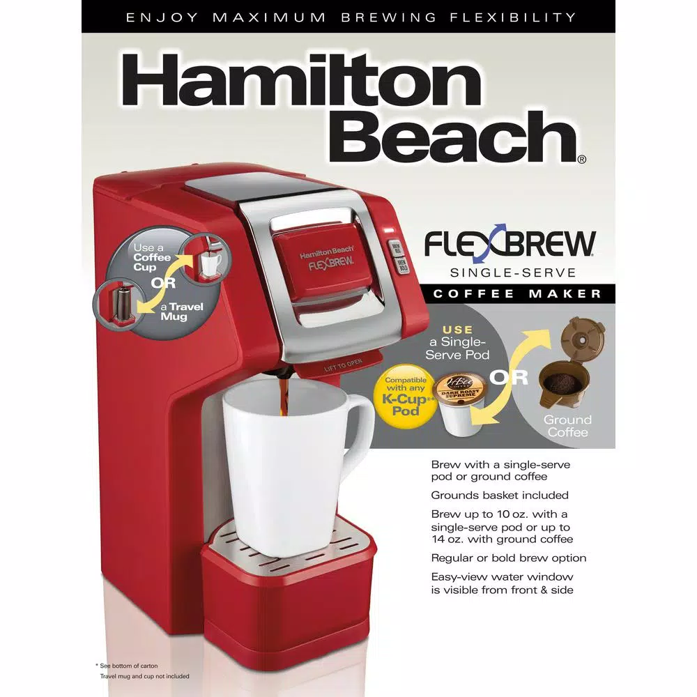 Hamilton Beach FlexBrew Single-Serve Coffee Maker, Red