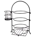 Creative Home 3-Tier Black Iron Buffet Caddy Serving Rack with Napkin and Flatware Holders thumbnail 2