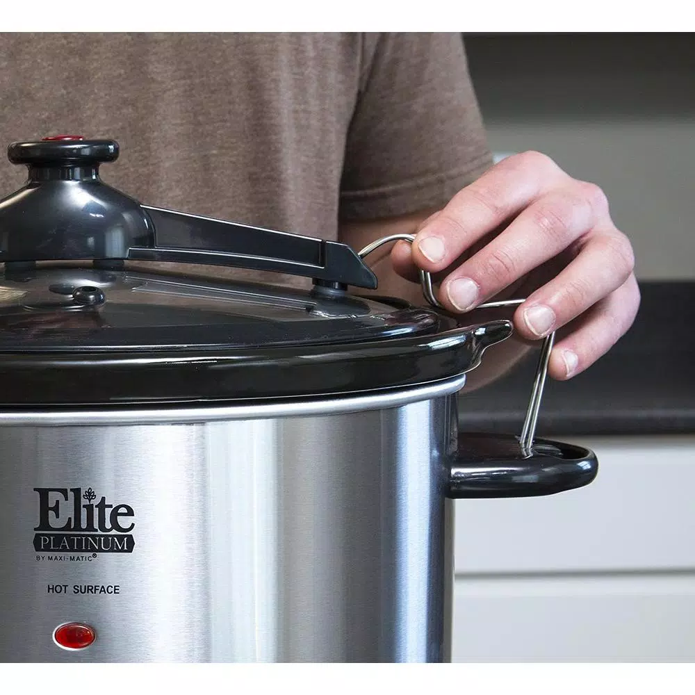 Elite Platinum 8.5 Qt. Stainless Steel Slow Cooker with Locking Lid and Silicone Gasket Seal