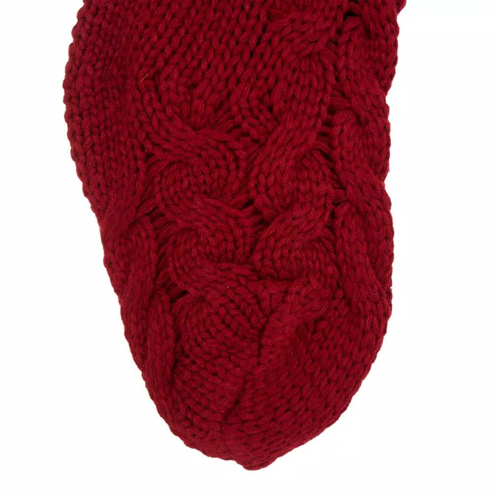 Glitzhome 24 in. Red Knitted Christmas Stocking with Pom Pom Balls - Acrylic