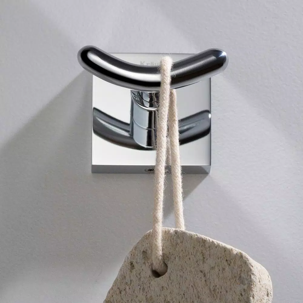 KRAUS Ventus Double Hook Bathroom Robe and Towel Hook in Chrome