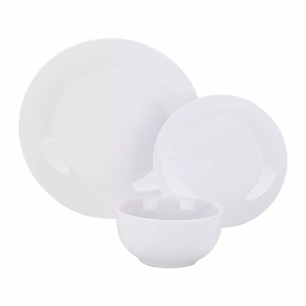 Boyel Living 18-Piece Modern White Porcelain Dinnerware Set, Service for 6