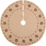 VHC Brands 48 in. Jute Burlap Poinsettia Tree Skirt - Natural Tan Holiday Decor thumbnail 1