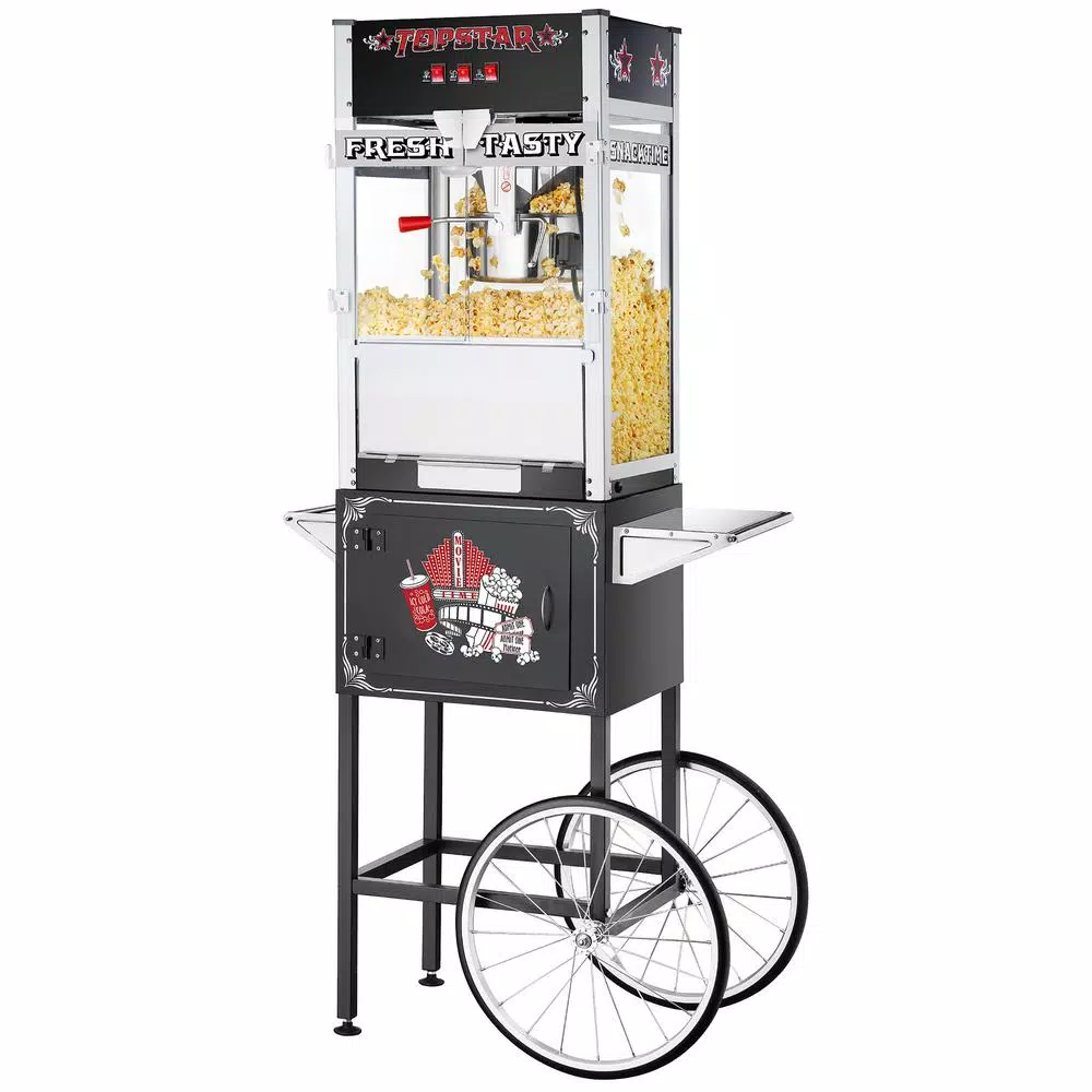 GREAT NORTHERN Top Star 12 oz. Commercial Quality Popcorn Machine with Cart, 1350W, Black