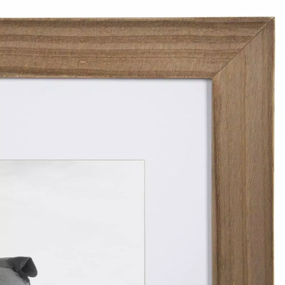 DesignOvation Museum Rustic Brown Wood Picture Frame Set, 14 x 18 in. Matted to 11 x 14 in. (Set of 2)