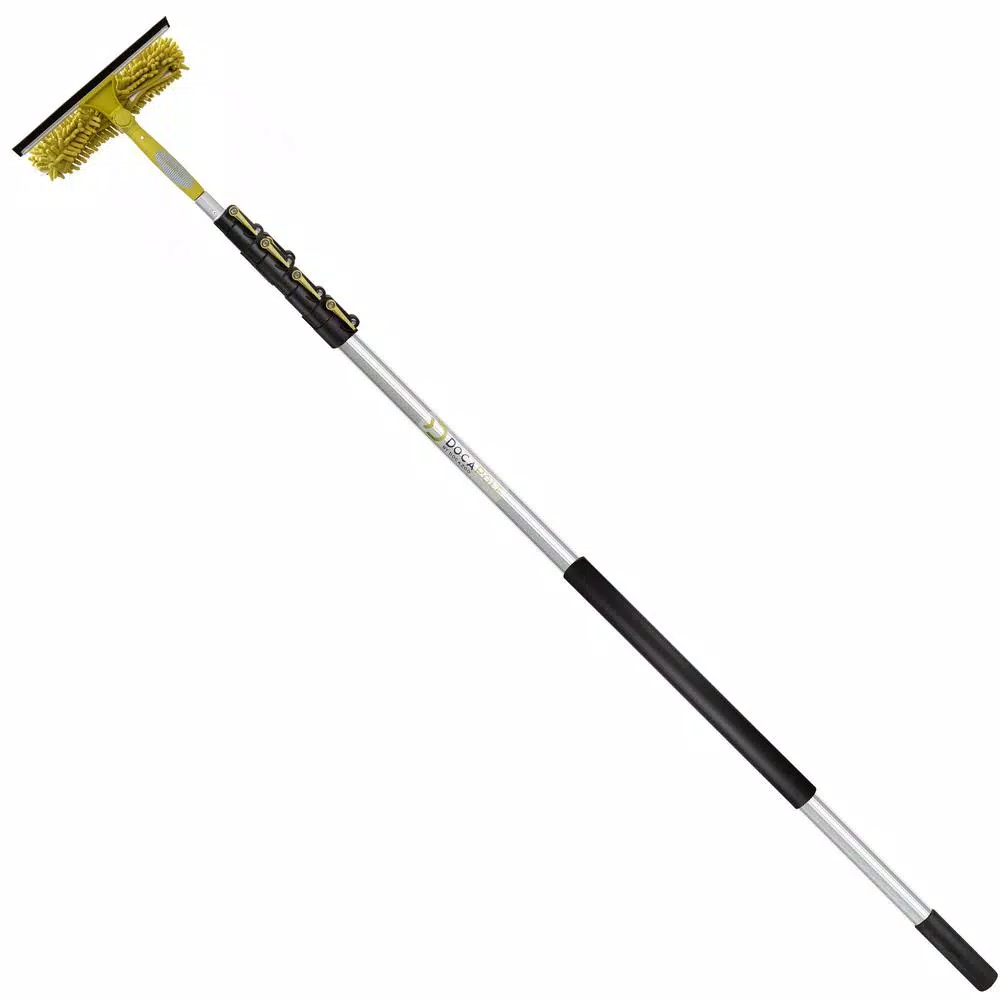 DocaPole 30 ft. Telescopic Window Cleaning Kit with Squeegee and Microfiber Scrubber