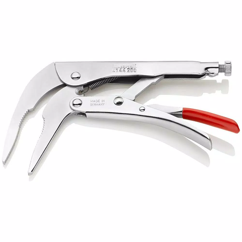 KNIPEX 10 in. Angled Long Nose Locking Pliers with Adjustment Screw