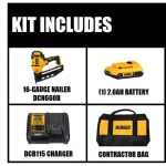 DEWALT 20V MAX 16-Gauge Cordless Angled Finish Nailer Kit with 2.0Ah Battery and Charger thumbnail 2