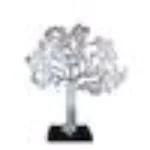 Benjara Modern Silver and Black Aluminum Tree Sculpture Decor with Block Base thumbnail 1