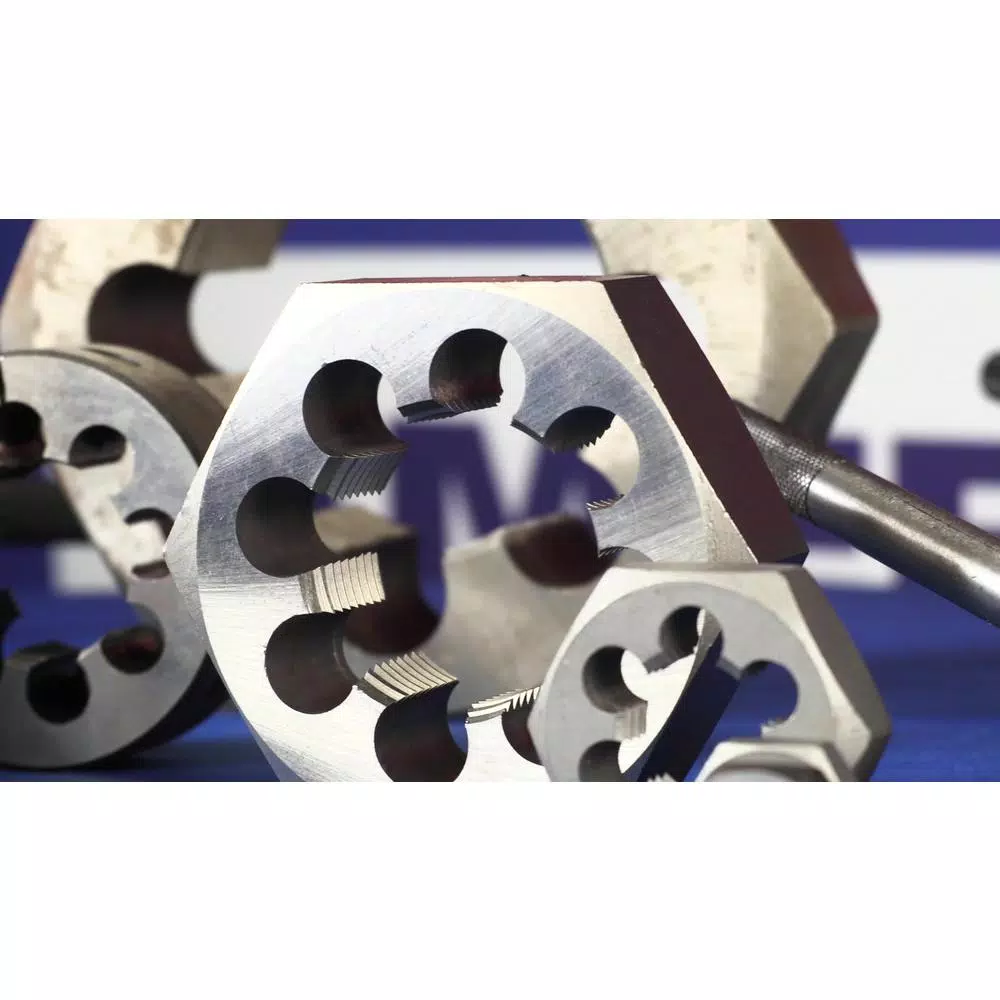 Drill America 6-Piece Carbon Steel NPT Hex Die Set with Wooden Case