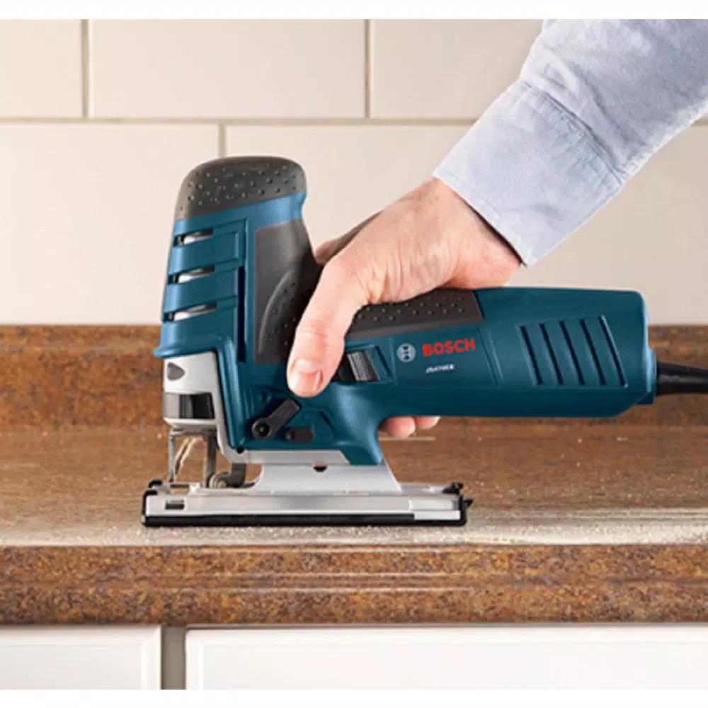 Bosch 7 Amp Corded Variable Speed Barrel-Grip Jig Saw Kit with 15-Pack T-Shank Blade Set and Case