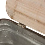 Glitzhome Farmhouse Galvanized Metal Container Set with Wood Lids and Bases, Set of 2 thumbnail 4